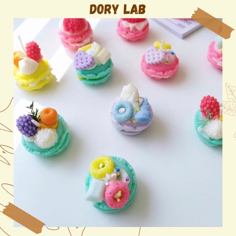 Nến Thơm Bánh Macaron Mix Topping Mini Xinh Xắn, Phụ Kiện Decor - Dory Lab