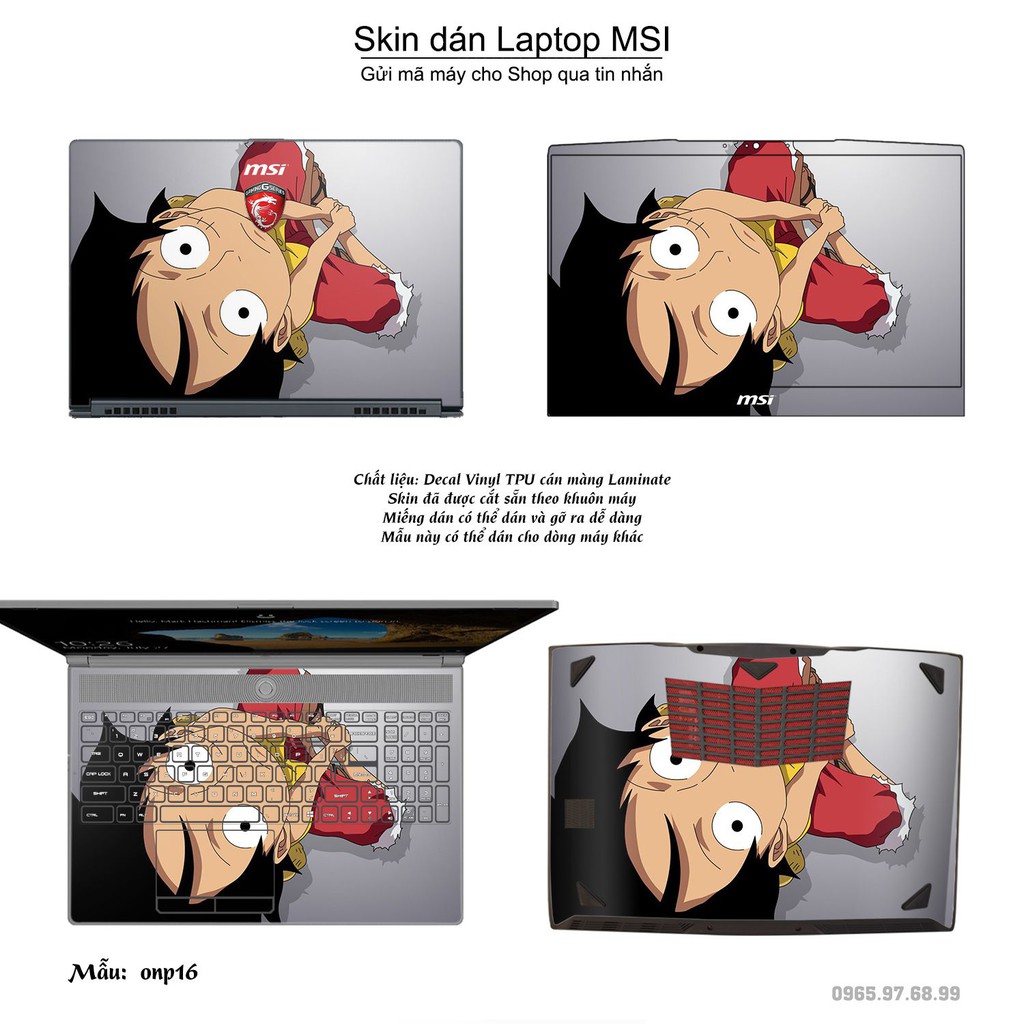 Skin dán Laptop MSI in hình One Piece _nhiều mẫu 20 (inbox mã máy cho Shop)