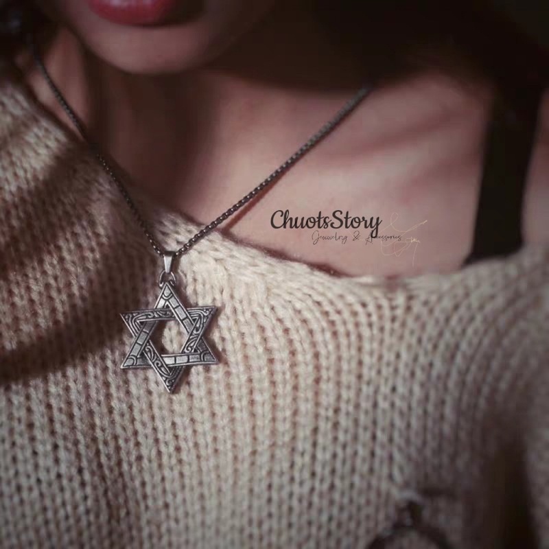 Vòng cổ titan không gỉ hình ngôi sao 6 cánh, dây chuyền nữ unisex cá tính - VCT0029 - ChuotsStory