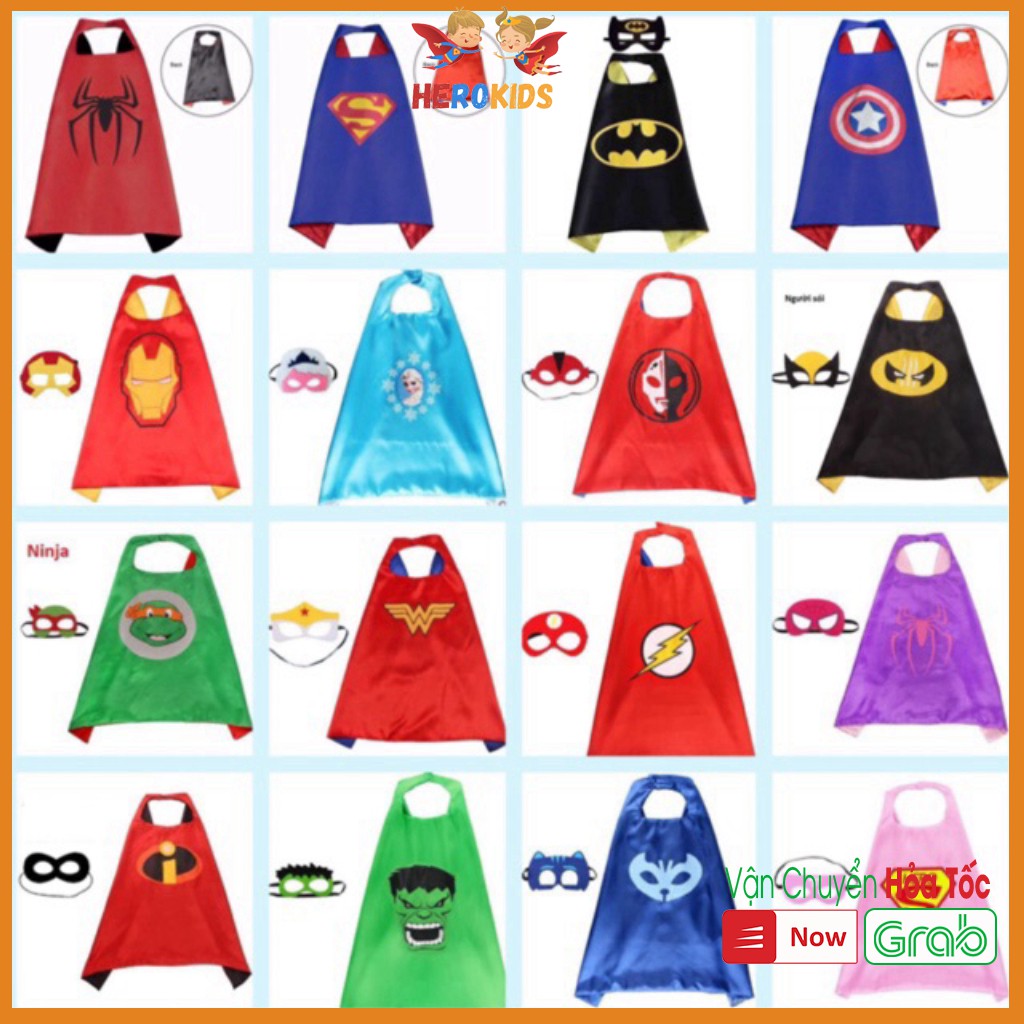 Áo khoác ngoài siêu nhân cho bé, 2 lớp vải phi bóng cao cấp với kích thước 70x70cm