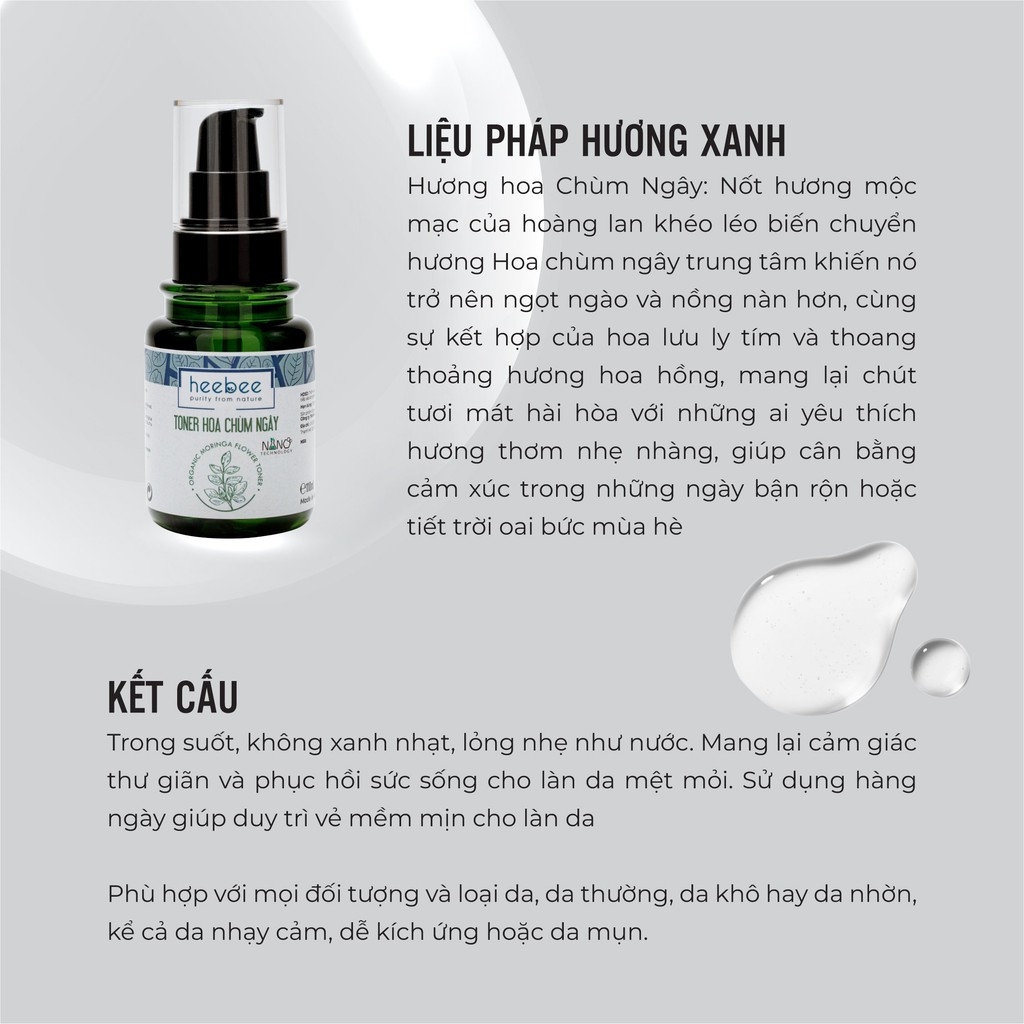 Toner Hoa Chùm Ngây Heebee cho mọi loại da, không cồn nhẹ dịu, sáng mịn da 110ml