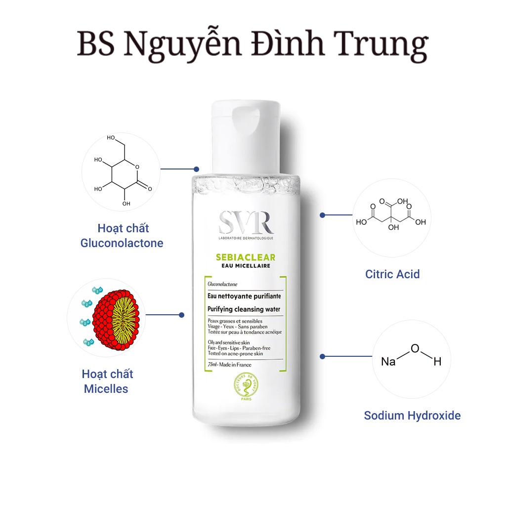 Nước Tẩy Trang SVR Sebiaclear Eau Micellarie 75ml - BS Nguyễn Đình Trung