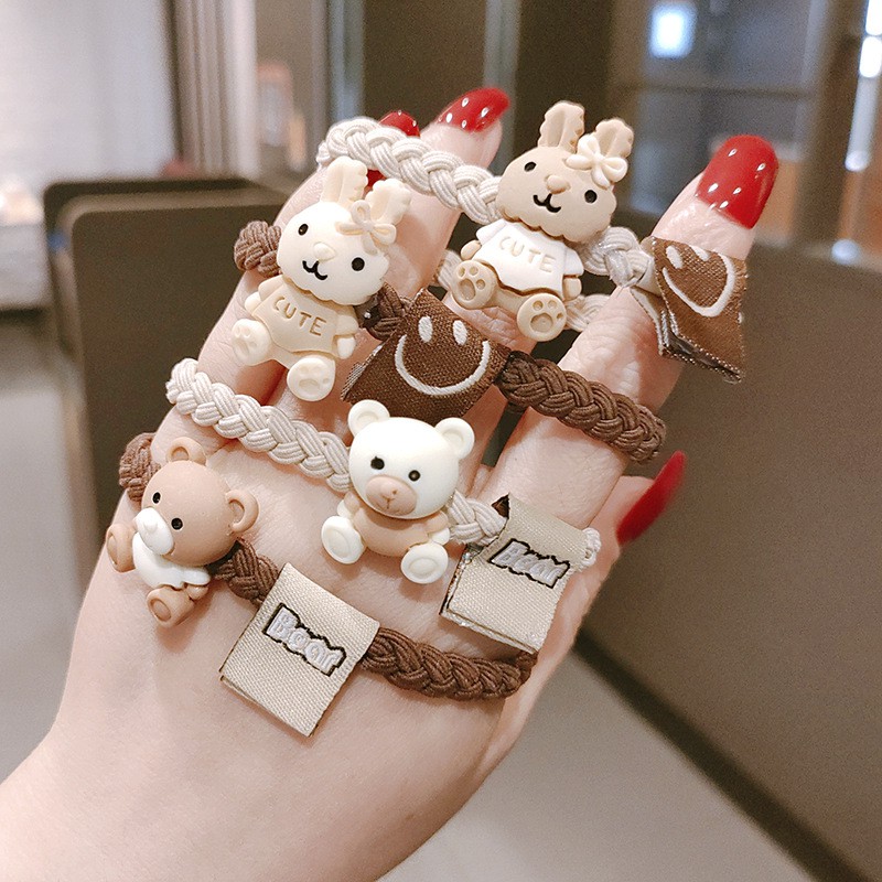 Dây buộc tóc tết co dãn dày dặn hình gấu dễ thương phong cách Hàn Quốc siêu bền