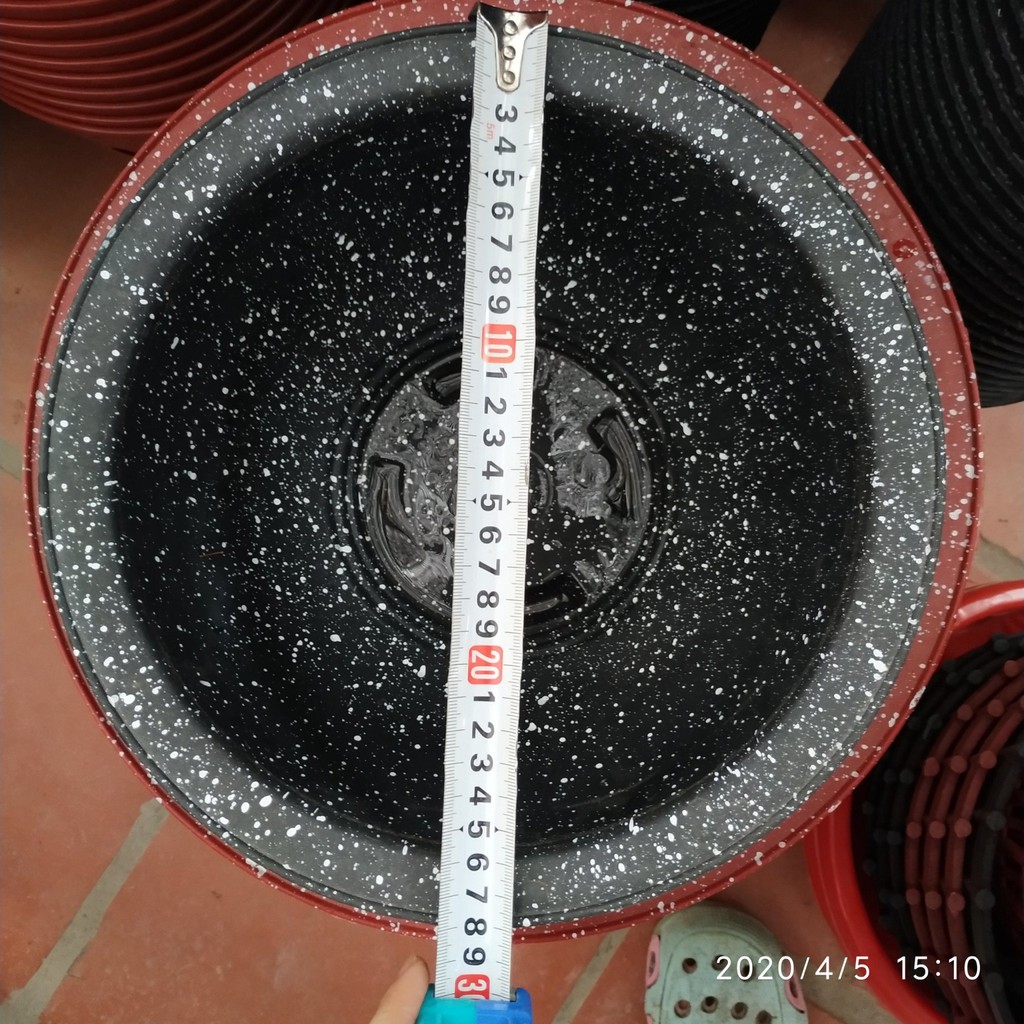 Chậu vân đá tròn Trồng cây, Hoa hồng phi 28cm