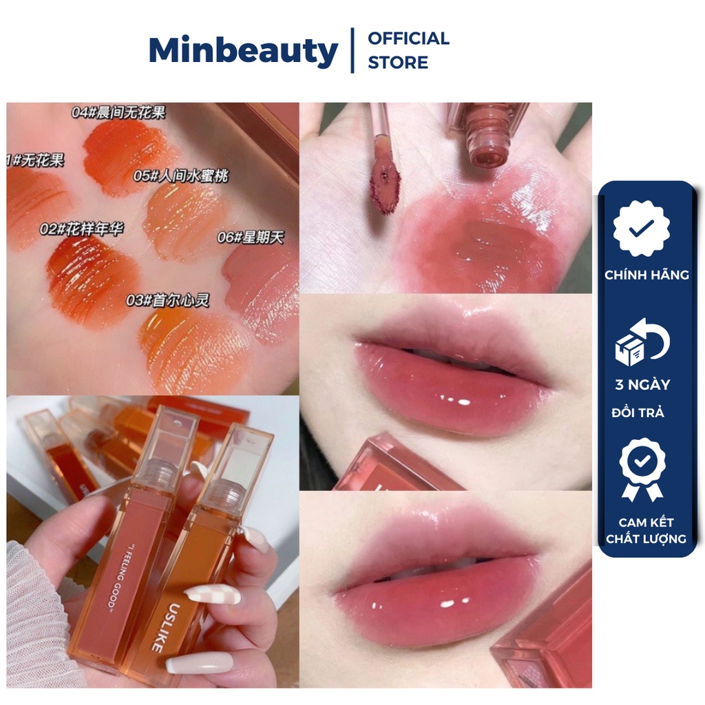 Son Bóng Tráng Gương Không Phai USLIKE Màu Cực Xinh Trong Veo Mềm Mượt Dưỡng Môi (X9)