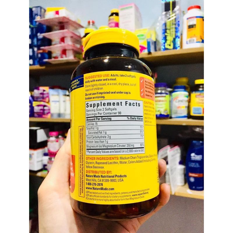 Viên uống bổ sung Magie Nature Made Magnesium 250mg- 400mg 180v