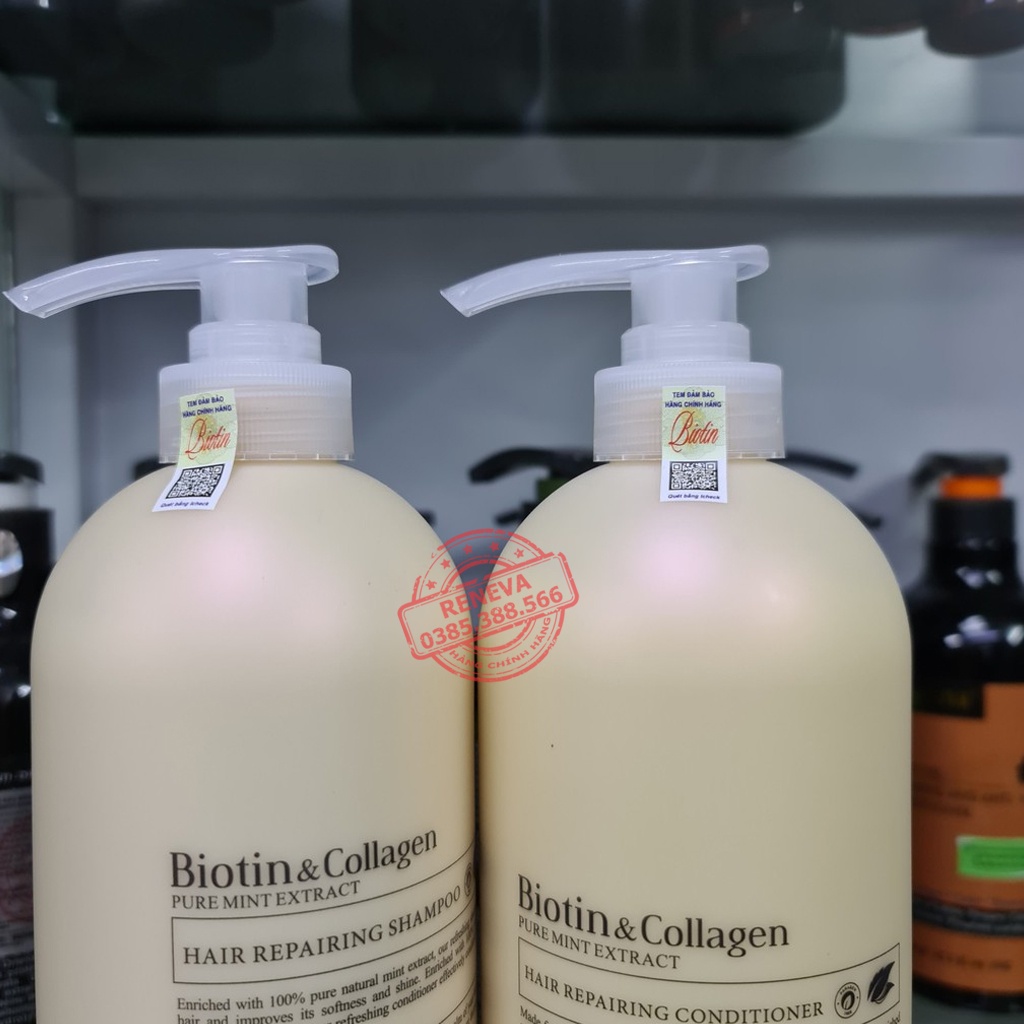 Cặp Dầu Gội Xả Biotin Collagen Trắng Chính Hãng 500ml-1000ml Phục Hồi Tóc, Giảm Rụng Tóc, Kích Mọc Tóc MYPHAMRENEVA