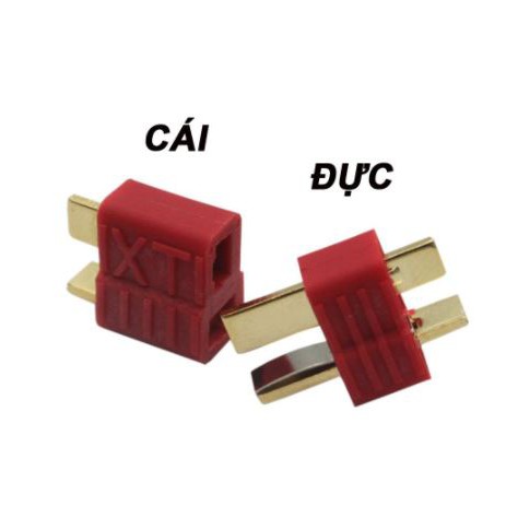 Giắc cắm pin lipo chữ T jack T plug loại tốt tải 50A cho mô hình đồ chơi RC ô tô cano tàu thuyền flycam điều khiển từ xa