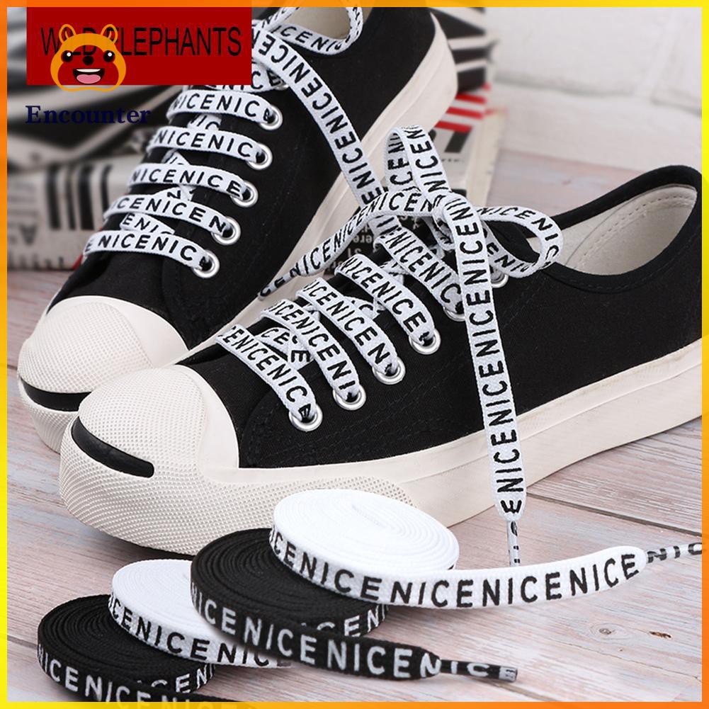 1 Pair Letter Printed Shoelaces Canvas Running Sneakers Flat Shoes Laces ○encounter○