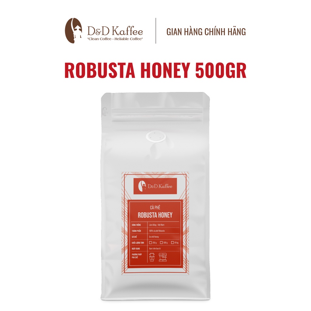 Cà phê Robusta Honey nguyên chất 100% rang mộc - D&D Kaffee - Gói 500gr