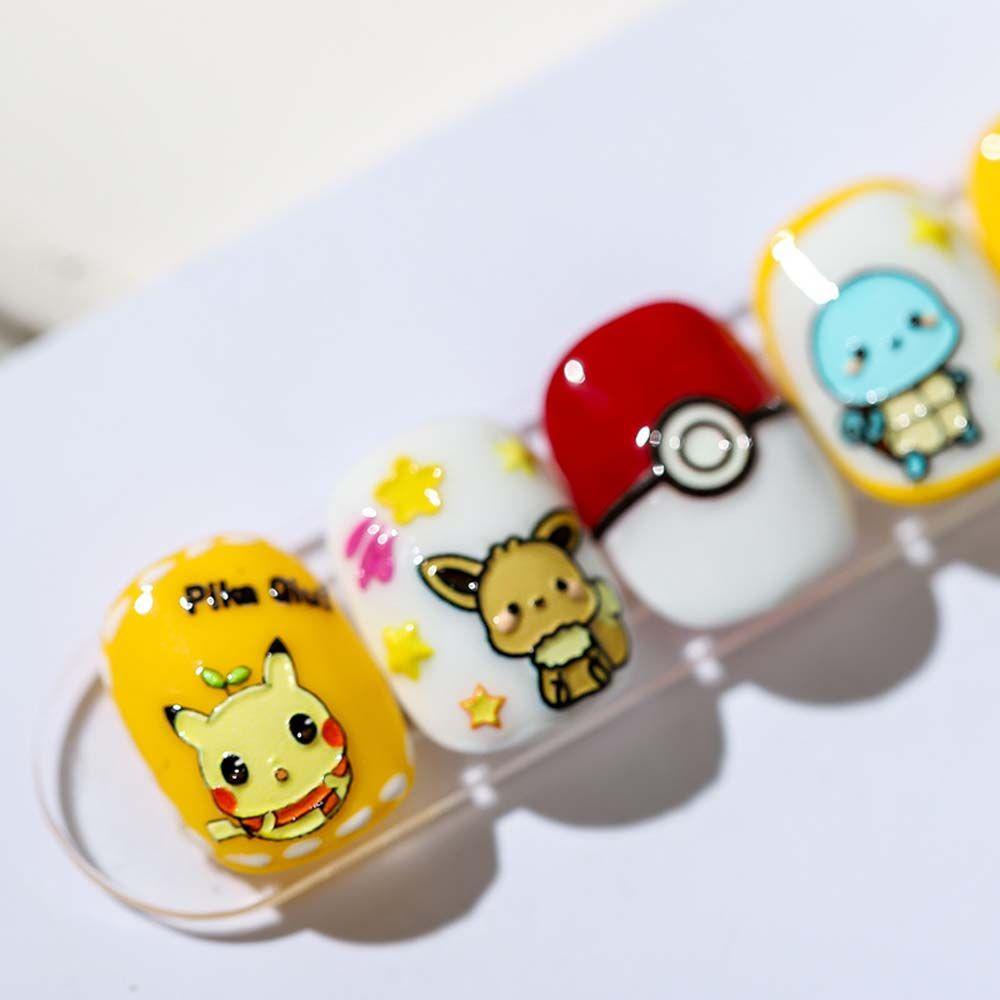 Lilyes Miếng Dán Trang Trí Móng Tay Nghệ Thuật Dập Nổi Hình Pikachu Hoạt Hình Nhật Bản DIY 5D