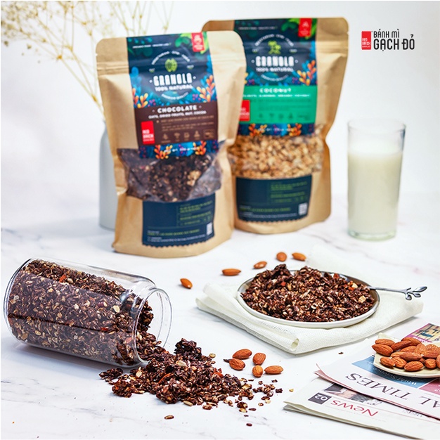 Ngũ Cốc Granola Gạch Đỏ 500g Giàu Hạt , Không Tinh Bột, Không Đường, Thích Hợp Cho Người Ăn Kiêng, Giảm Cân