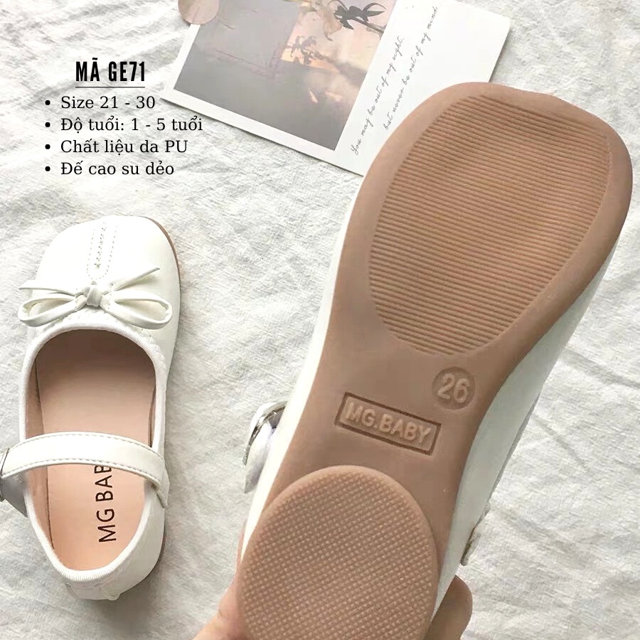Giày búp bê bé gái 1, 2, 3, 4, 5 tuổi quai dán êm mềm gắn nơ dễ tthwong phong cách Hàn Quốc đi học đi chơi GE71