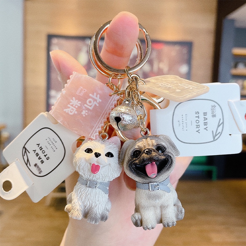 Móc Khóa Hình Gia Đình Cún Con Hoạt Hình Đáng Yêu