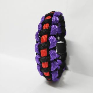 Vòng Paracord Đen Tím Viền Đỏ