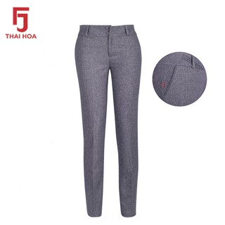 Quần tây nữ ống đứng Thái Hòa vải dày, không giãn - Màu xám bạc - 835-03