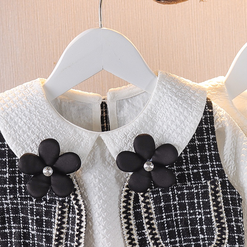 Bộ Đầm Tay Dài Kèm Áo Khoác Không Tay Phong Cách Thời Trang Hàn Quốc Dành Cho Bé Gái 0-4 Tuổi