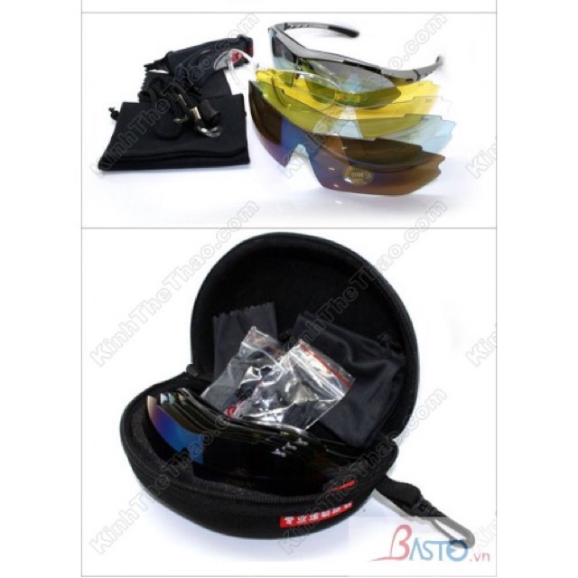 Bộ Kính Thể Thao 5 Tròng Basto BS102 Đen Tuyền | BigBuy360 - bigbuy360.vn