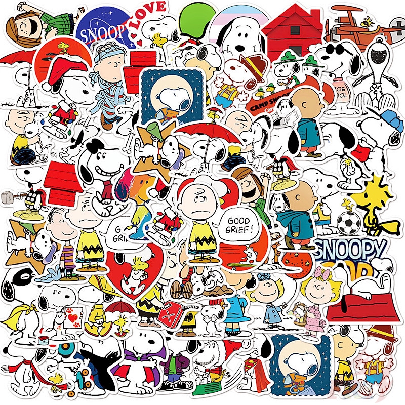 Set 50 miếng dán hoạt hình Snoopy Series 02 PEANUTS độc đáo thích hợp cho hành lí/đề can/ván trượt
