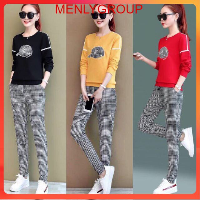 BỘ ĐỒ THỂ THAO PHỐI SỌC CARO