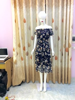 SỈ=LẺ Đầm maxi hoa trễ vai CC