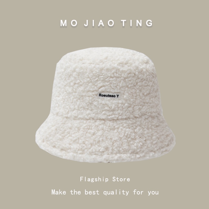 Mũ bucket len lông cừu dày dặn giữ ấm tai phong cách Hàn Quốc thời trang thu đông đa năng cho nữ