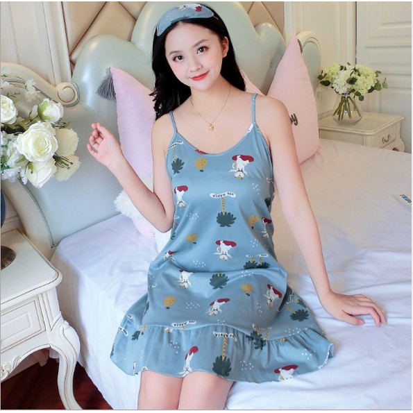 Váy ngủ 2 dây đuôi cá họa tiết CÚN CON