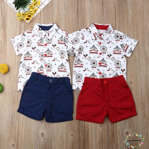 Set áo thun ngắn tay + quần short in họa tiết phong cách hoạt hình dành cho các bé trai