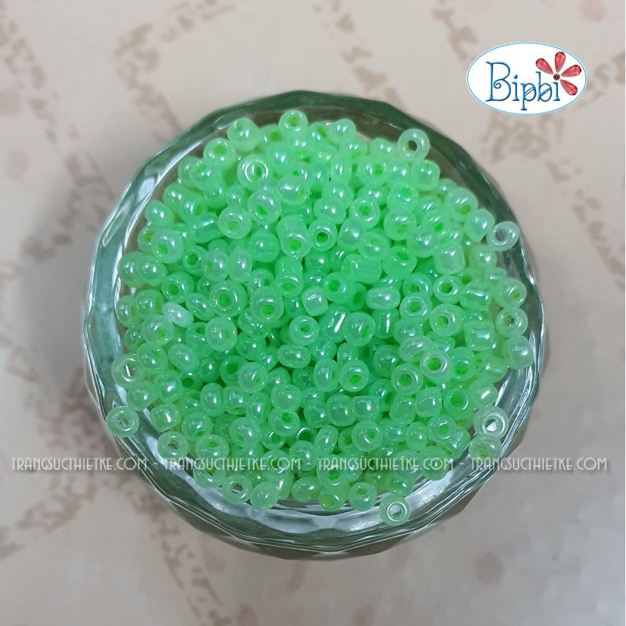 Hạt cườm TQ AAA xanh lá ceylon 2mm