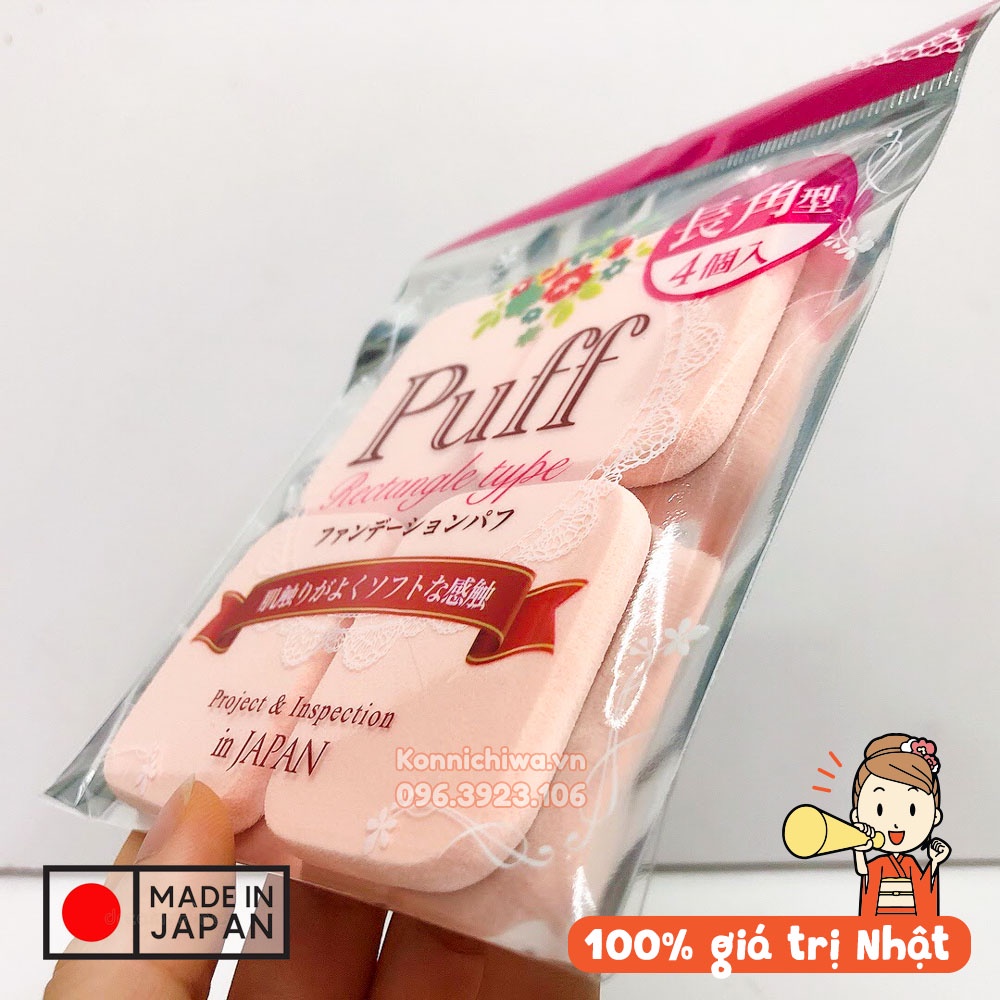 Set 4 miếng mút trang điểm MATOKO 2Way Puff | Mút tán kem nền cao cấp hàng nội địa Nhật