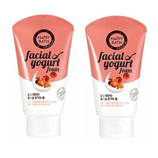 Bộ 02 Sữa rửa mặt chiết xuất sữa chua Happy Bath Yogurt 120ml x2 (Màu hồng - Da thường)