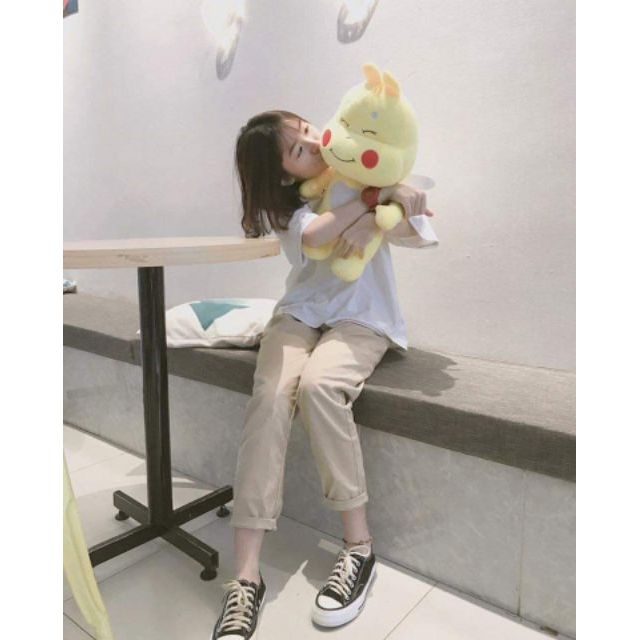 Set basic kaki pants & oversize tee