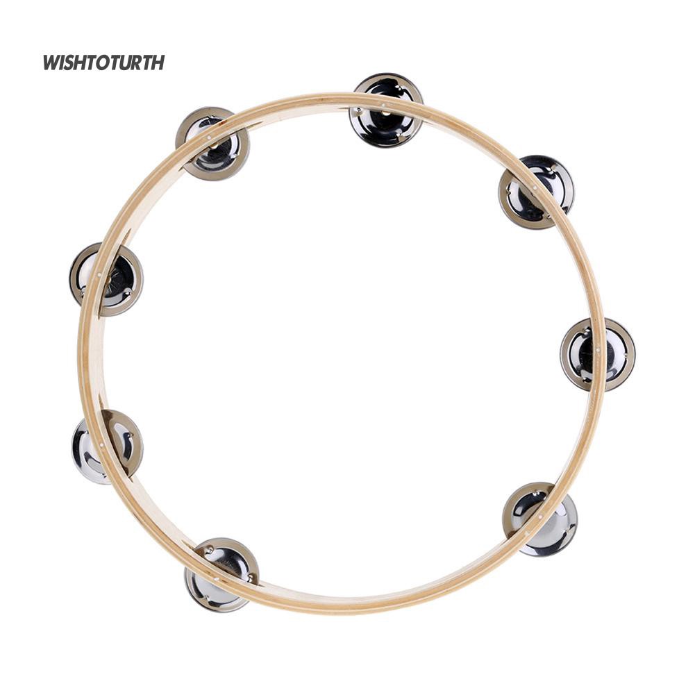 Trống lục lạc Tambourine cầm tay khung gỗ đồ chơi dễ thương dành cho bé