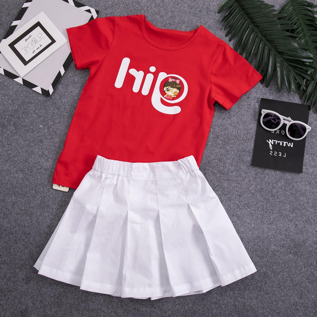 Váy Ngắn Xếp Ly Màu Trắng Thời Trang Hàn Quốc Mới Cho Bé Gái 0418