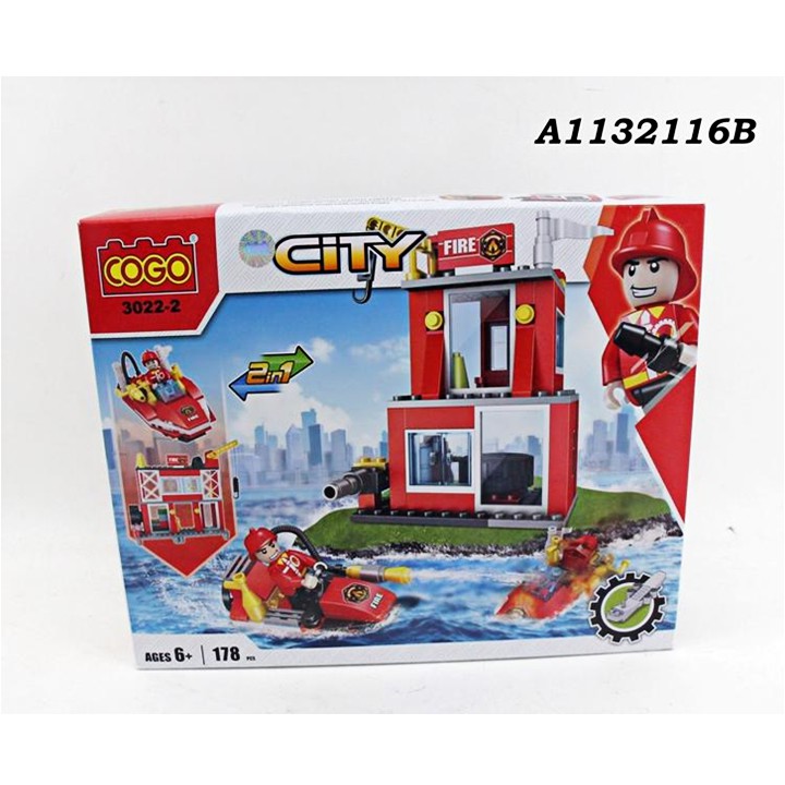 (Miễn phí vận chuyển) BỘ TRÒ CHƠI LEGO GHÉP HÌNH XE Ô TÔ CỨU HOẢ KÈM SÁCH HƯỚNG DẪN
