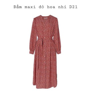 Đầm maxi đỏ hoa nhí D21 bigsize 60-90kg | Đầm váy cho người mập béo | thời trang | quần áo | công sở | oversize 