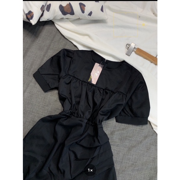 Váy Tiểu Thư Tay Phồng Ngắn Ôm Eo Hai Màu Trắng Đen, Đầm Tay Phồng Ngắn Dự Tiệc, Đi Chơi | BigBuy360 - bigbuy360.vn