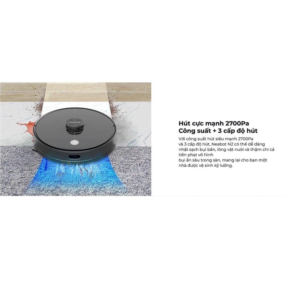 NEABOT N2 PLUS Quốc tế - Robot tự đổ rác hút bụi lau nhà bản quốc tế màu đen