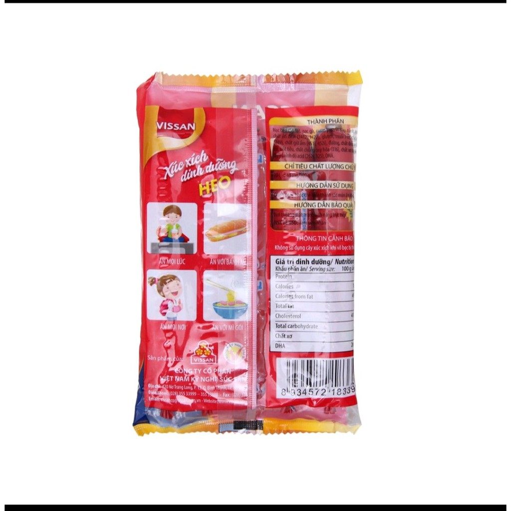 Xúc Xích Heo Dinh Dưỡng Vissan gói 175g (5 cây x 35g).
