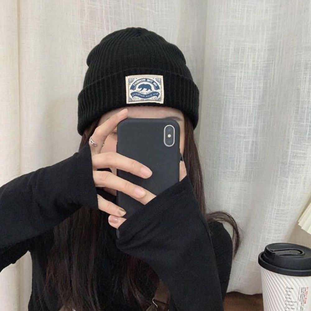 Mũ dệt kim màu trơn thiết kế đơn giản thời trang đường phố Hàn Quốc cho nữ