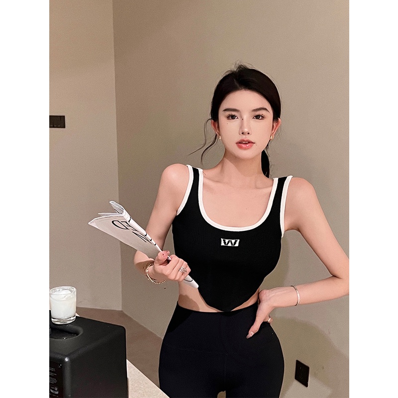 HUANG YOYO Áo Hai Dây Dáng Ngắn Phong Cách Hàn Quốc Thời Trang Cho Nữ