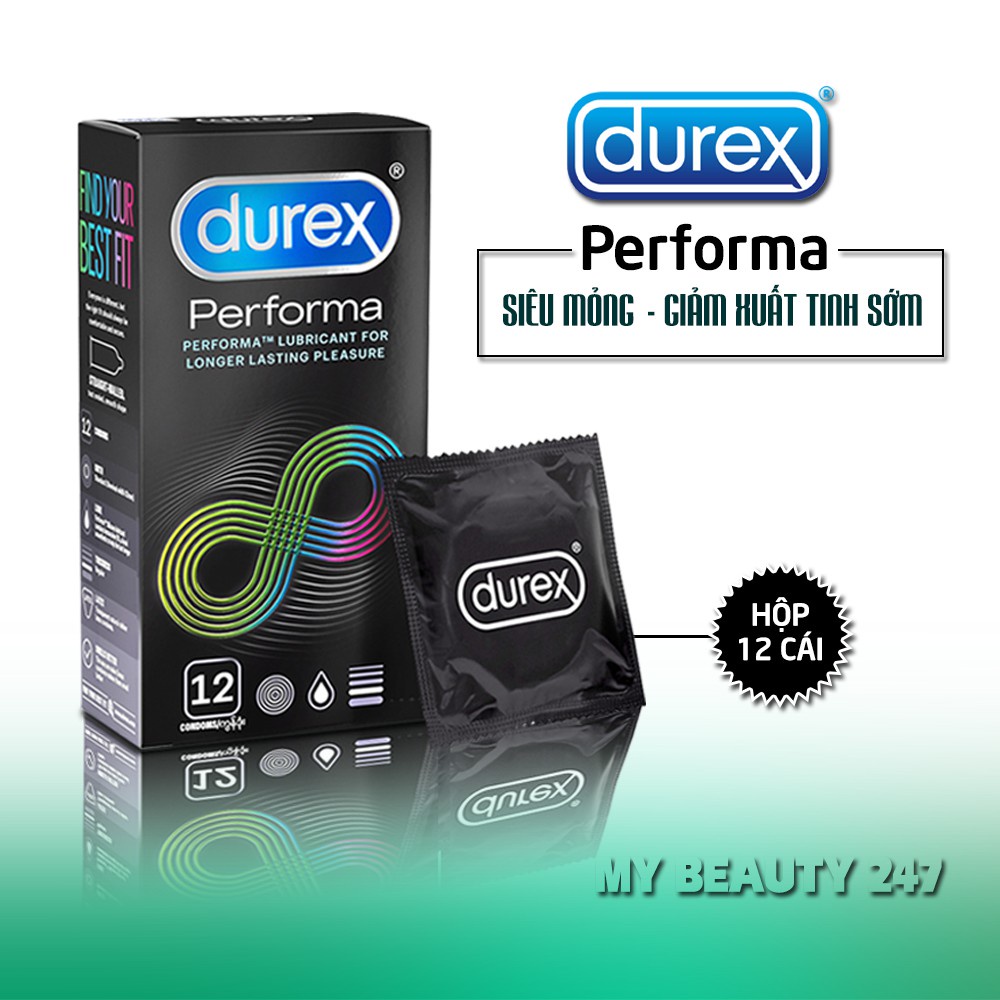 Sỉ - 1 cái-Bao cao su  Durex Performa  - chống xuất tinh sớm kéo dài thời gian yêu cực khoái chính hãng - Hanayuki Asia