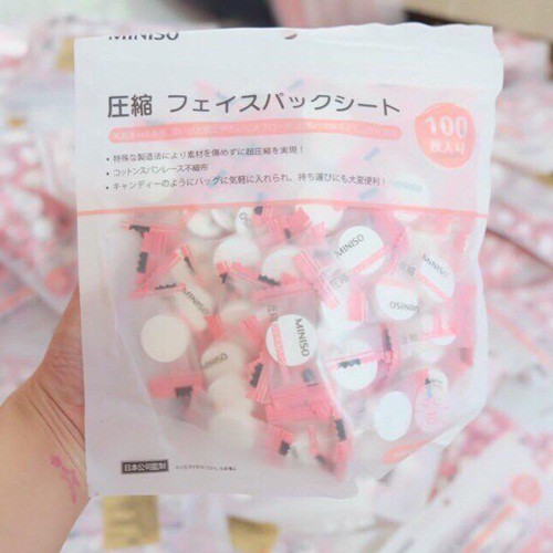 Mặt Nạ Giấy Nén Miniso Nhật Bản cấp ẩm thải độc - đơn hàng trên 10 viên tặng 2 viên mặt nạ