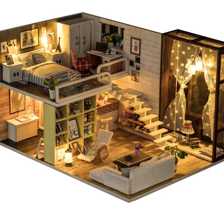 Nhà mô hình tự lắp ráp DIY - Nhà hiện đại tối giản K028