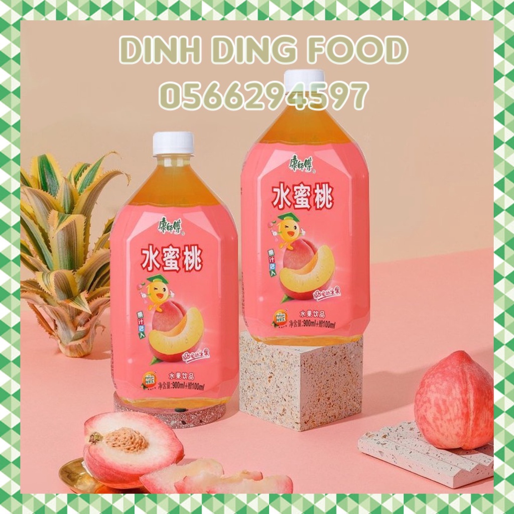 Date 2024 - Nước Ép Đào Đài Loan 1000ml Thanh Mát Giải Nhiệt, Ăn Vặt Cho Bé, DING DING FOOD