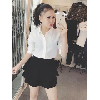 sơ mi trơn cổ bẻ