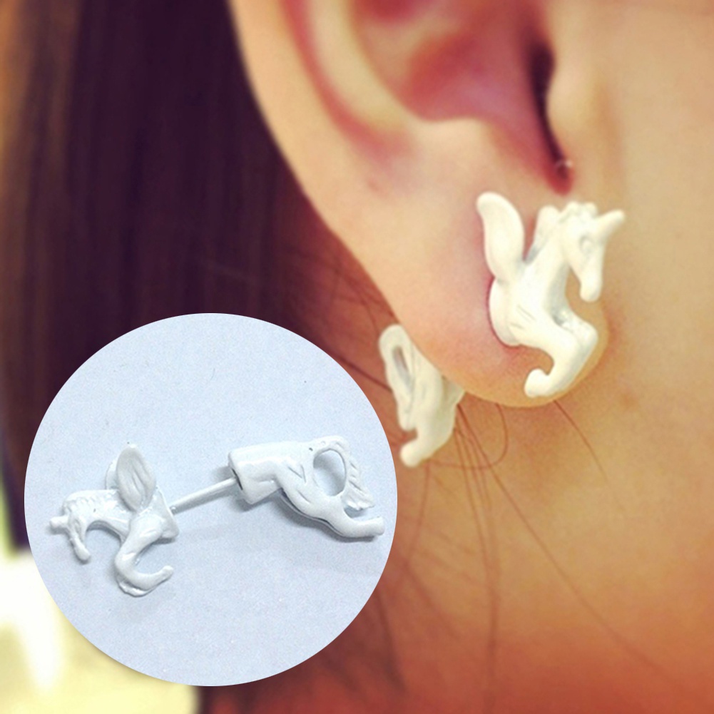 Bông tai hợp kim hình ngựa Unicorn