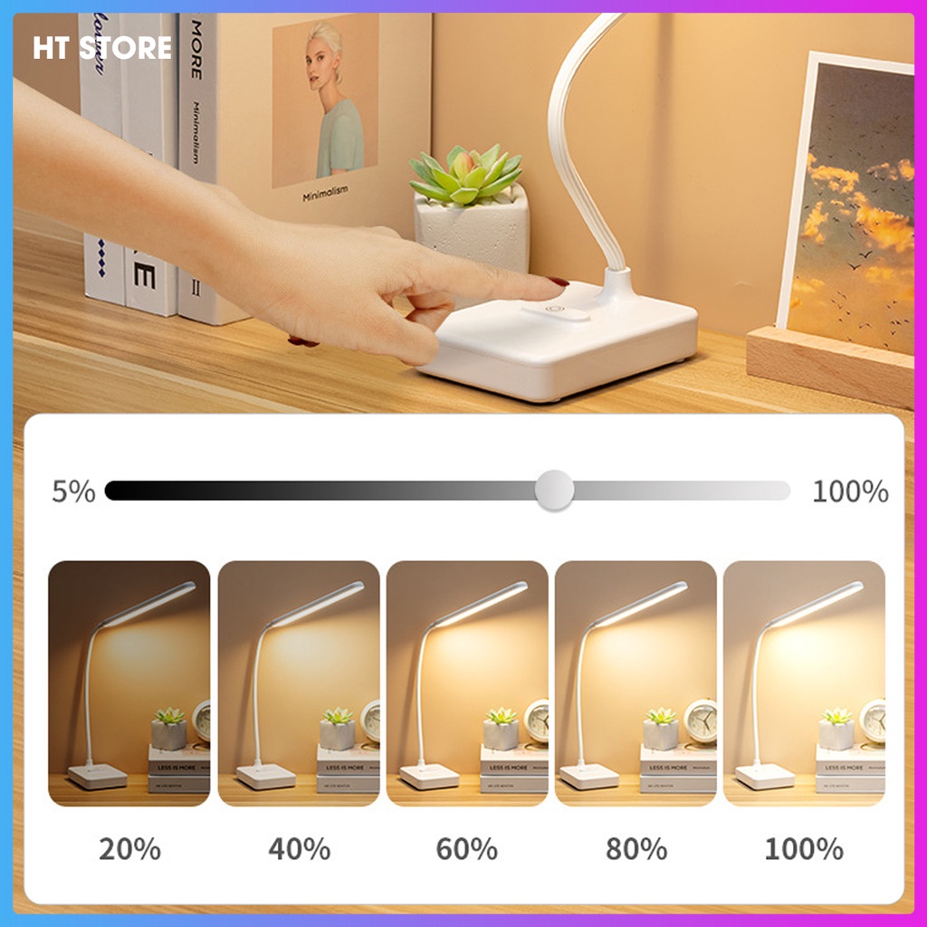 Đèn bàn Tích Điện 3 màu ánh sáng, Đèn học LED thông minh bảo vệ mắt giúp bạn đọc sách, làm việc thoải mái hơn