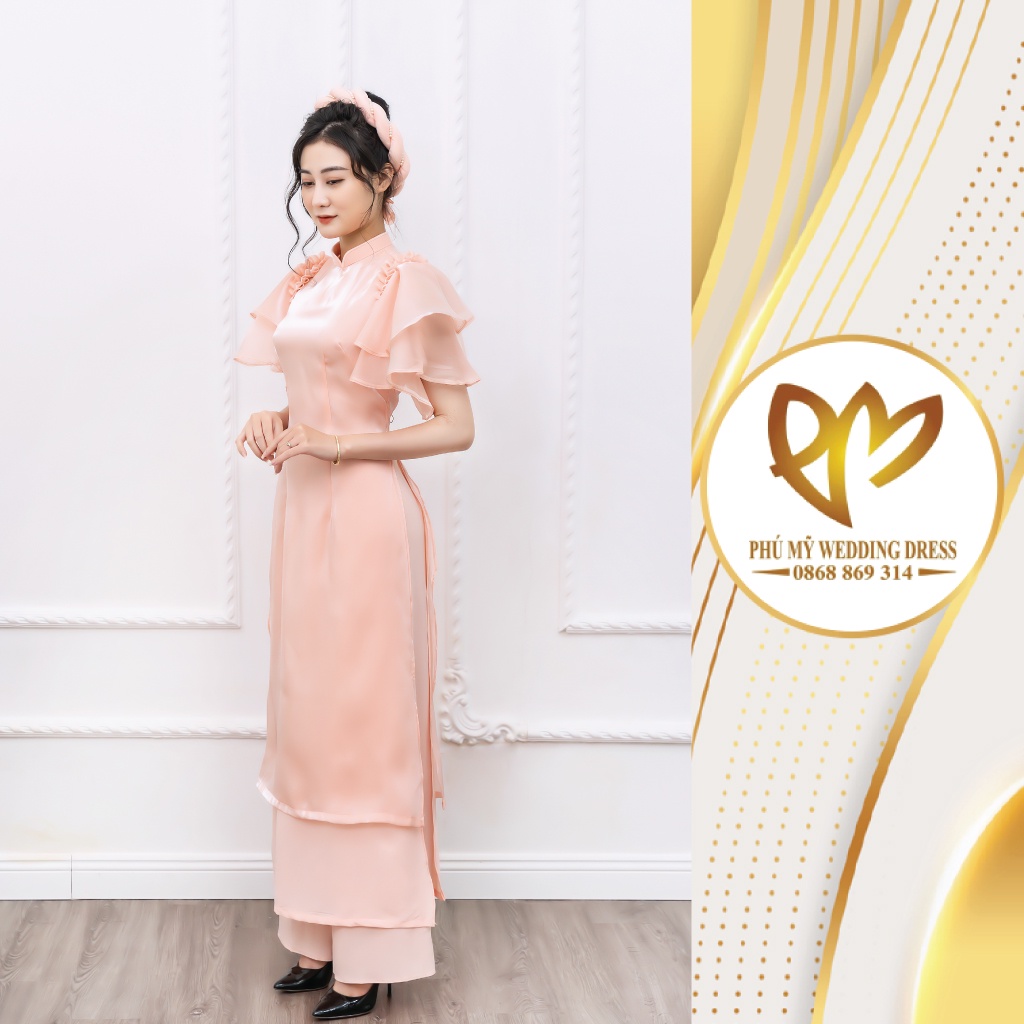 Áo dài von tơ nhũ hồng ngọt ngào
