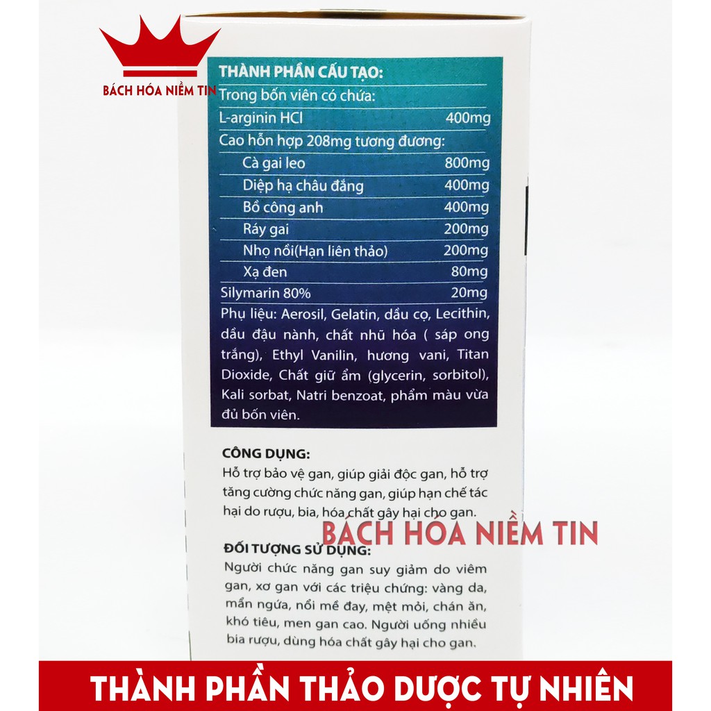 Viên uống giải độc gan ARGININ Xạ Đen Diệp Hạ Châu Gold 850 - Giải độc gan hiệu quả từ thảo dược an toàn hiệu quả